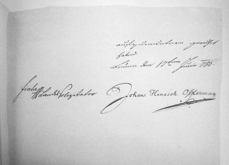 Žádost o tovární oprávnění Johanna Heinricha Offermanna, 1786 (reprofoto: K. k. Priv. Militär- und Feintuchfabrik J. H. Offermann in Brünn)